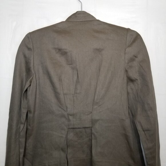 DVF Diane Von Furstenberg Blynn asymmetrical blazer olive brown sz 2 linen blend - Picture 5 of 10